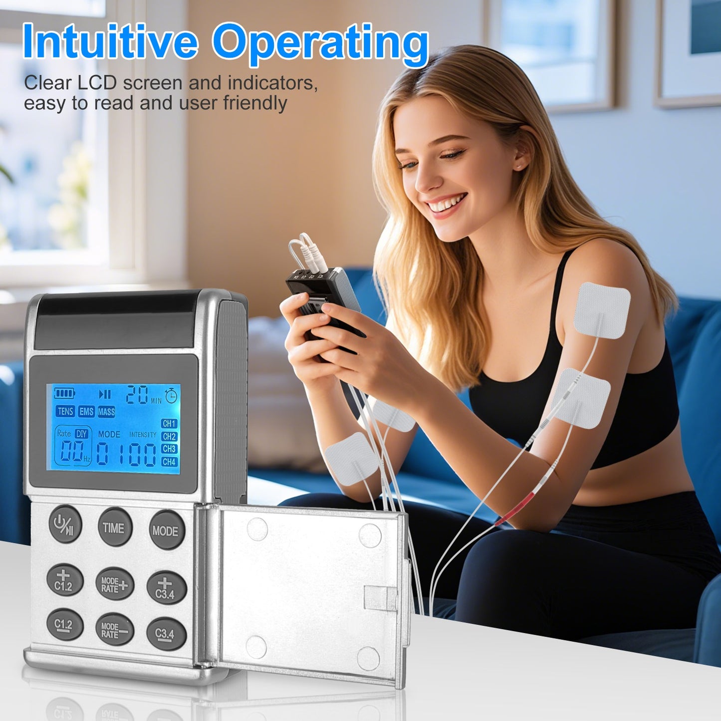 Stimolatore Muscolare TENS — 48 Modalità e Terapia Antidolorifica