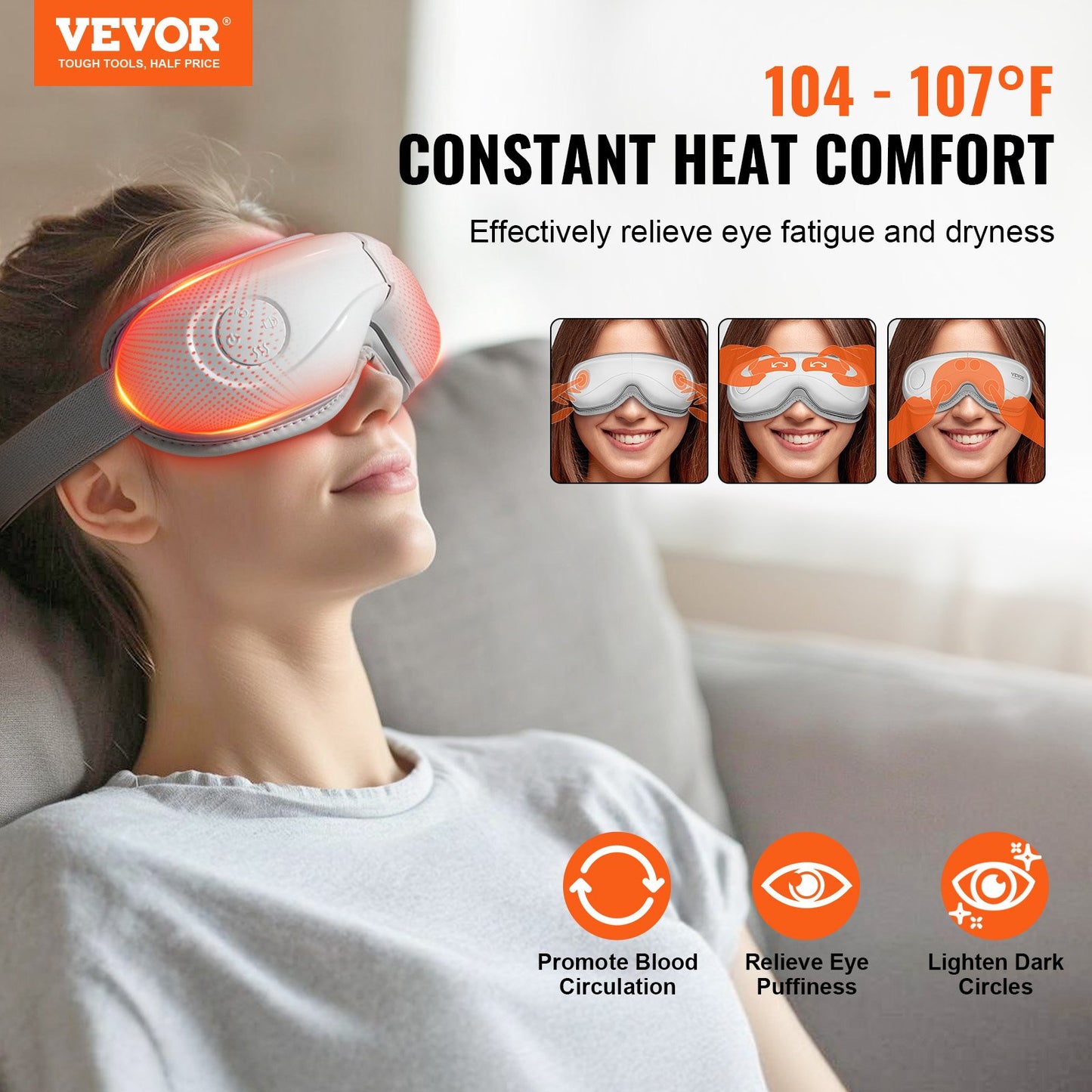 Massaggiatore Oculare con Calore — 5 Modalità, Bluetooth e Sollievo dallo Stress